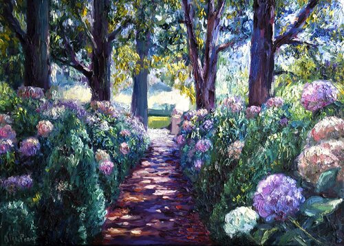 Jardín en El Escorial di Olga Pérez Alonso, Pittura in vendita su Singulart