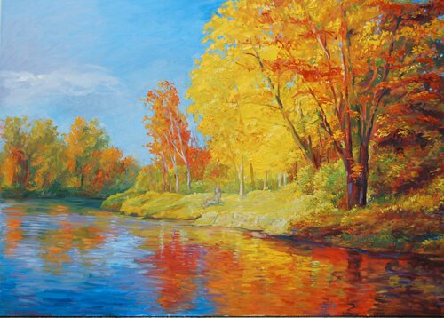 Paisaje en otoño di Olga Pérez Alonso, Pittura in vendita su Singulart