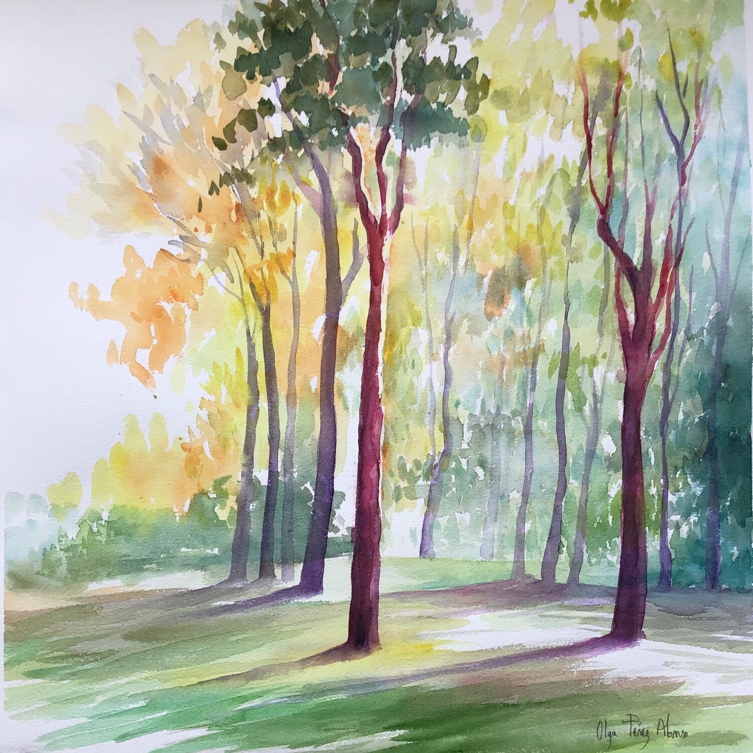 La Luz de otoño Olga Pérez Alonso Werk auf Papier zu verkaufen