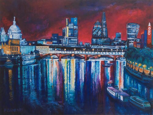 From St Pauls to Oxo Tower London van Patricia Clements, Schilderij te koop op Singulart