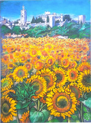 Sunflower fields in Spain von Patricia Clements, Zeichnungen kaufen auf Singulart