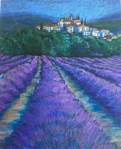 Lavender fields of France van Patricia Clements, Tekening te koop op Singulart