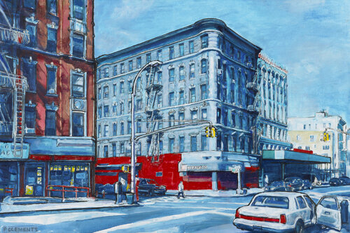 72 Street New York painting influenced by Hopper di Patricia Clements, Pittura in vendita su Singulart