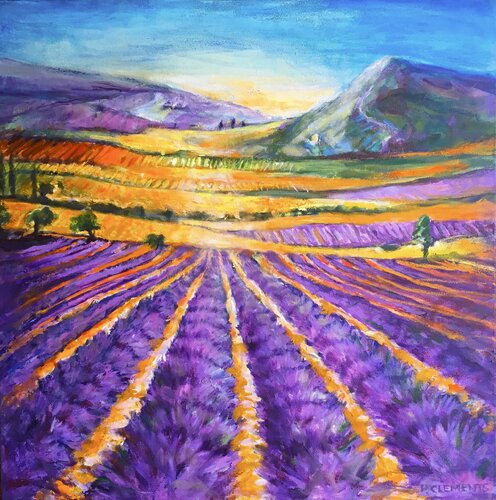 Lavender Fields in France von Patricia Clements, Malerei kaufen auf Singulart