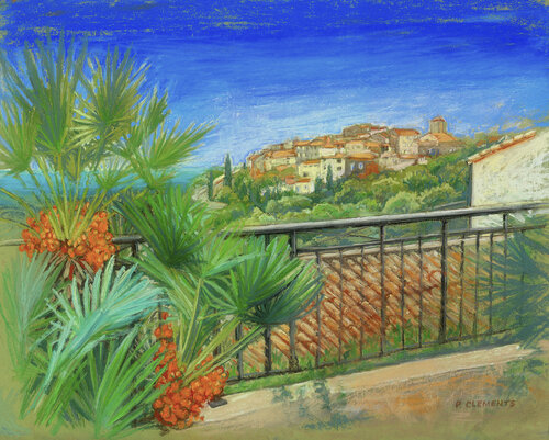 Hill Top village South of France par Patricia Clements, Œuvre sur papier en vente sur Singulart