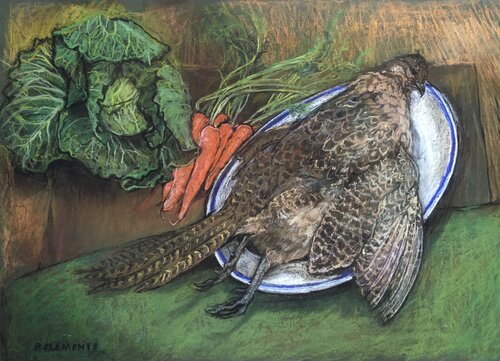 Still life with Cabbage and Pheasant von Patricia Clements, Werk auf Papier kaufen auf Singulart