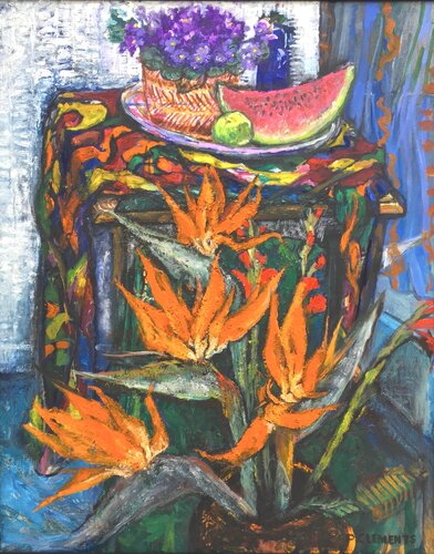 Still life with Bird of Paradise Flowers von Patricia Clements, Malerei kaufen auf Singulart
