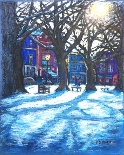 SNOW ON RICHMOND GREEN von Patricia Clements, Werk auf Papier kaufen auf Singulart