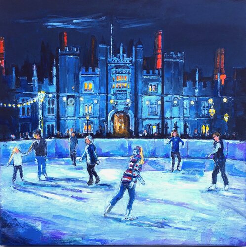 WINTER ICE SKATING AT HAMPTON COURT von Patricia Clements, Malerei kaufen auf Singulart
