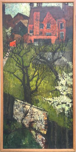 Back Garden with White Blossom di Patricia Clements, Pittura in vendita su Singulart