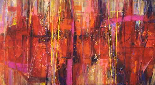 Powerful red abstract di Patricia Clements, Pittura in vendita su Singulart