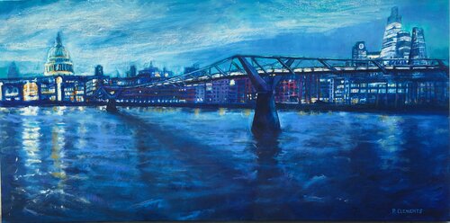 London St Paul's to the Millennium Bridge di Patricia Clements, Pittura in vendita su Singulart