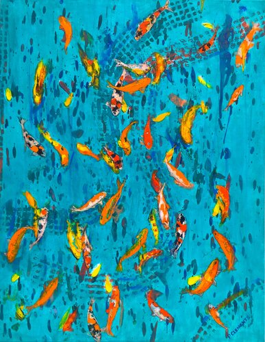 The Dance of the Goldfish di Patricia Clements, Pittura in vendita su Singulart
