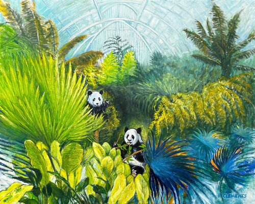 PANDAS AT KEW GARDENS von Patricia Clements, Malerei kaufen auf Singulart