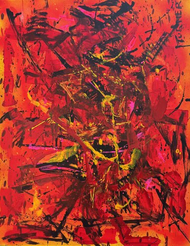 Riot of Reds Abstract di Patricia Clements, Pittura in vendita su Singulart