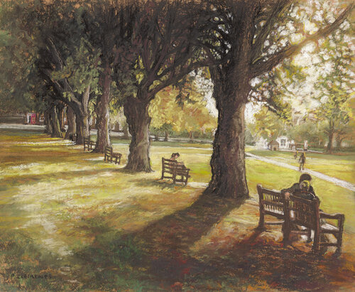 Autumn on Richmond Green di Patricia Clements, Digitale in vendita su Singulart