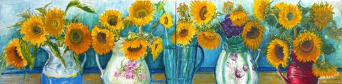 A summer of Sunflowers Diptych Painting von Patricia Clements, Malerei kaufen auf Singulart