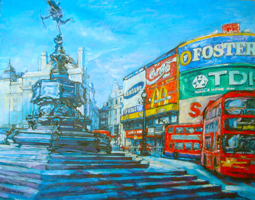 EROS IN PICCADILLY CIRCUS von Patricia Clements, Malerei kaufen auf Singulart