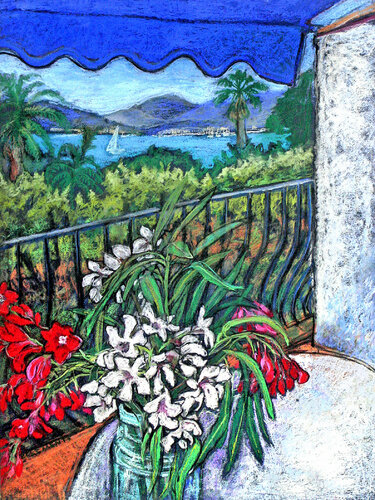 St Tropez from the balcony von Patricia Clements, Malerei kaufen auf Singulart