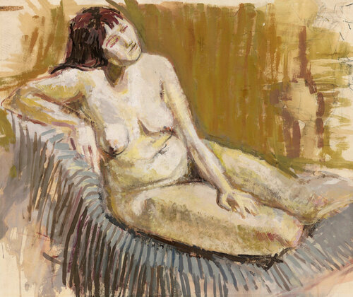Nude of girl with brown eyes van Patricia Clements, Werk op papier te koop op Singulart