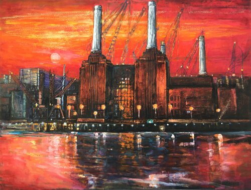 Battersea regeneration red Sunset von Patricia Clements, Malerei kaufen auf Singulart