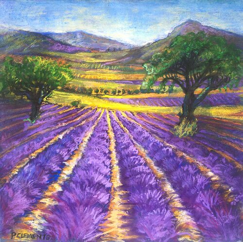 French Lavender fields in Summer von Patricia Clements, Malerei kaufen auf Singulart