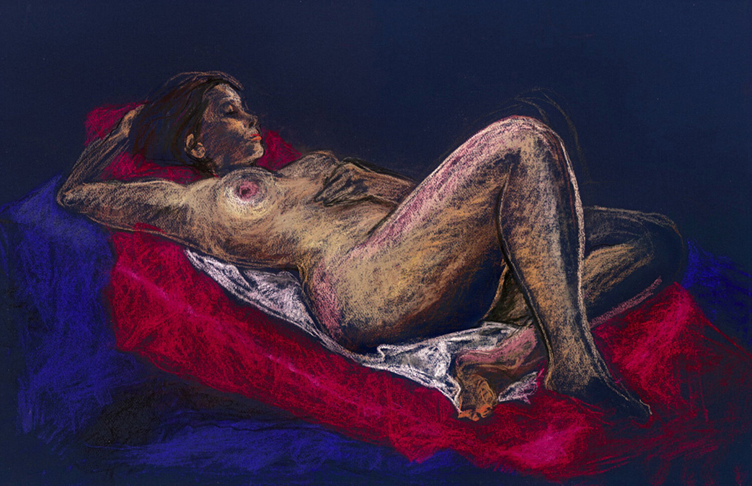 Nude study with red and blue Patricia Clements