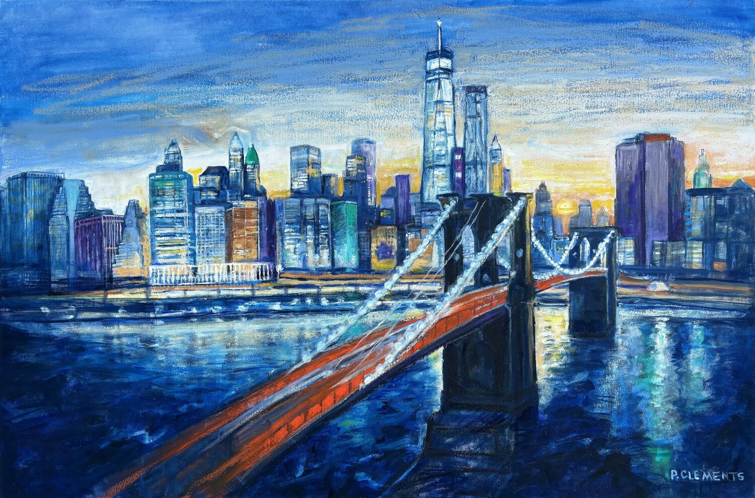 The Freedom Tower a New York cityscape Patricia Clements Originalgemälde zu verkaufen