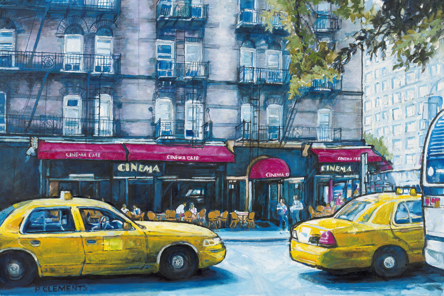 Cinema Cafe New York, New York Patricia Clements Originalgemälde zu verkaufen