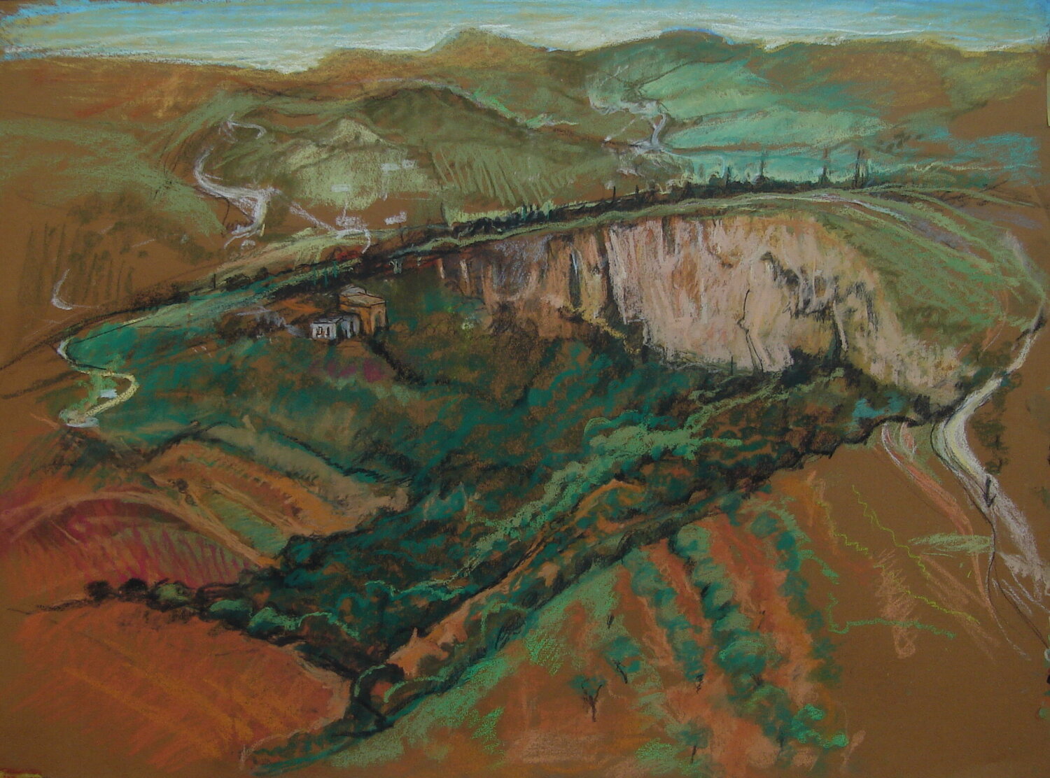 A view of Ronda Spain Patricia Clements Werk auf Papier zu verkaufen