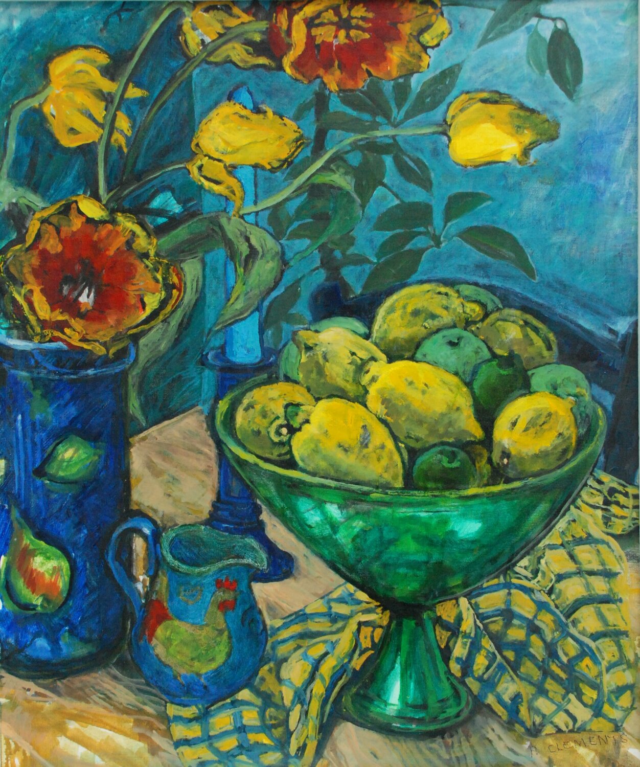 Lemons In Green Bowl Patricia Clements