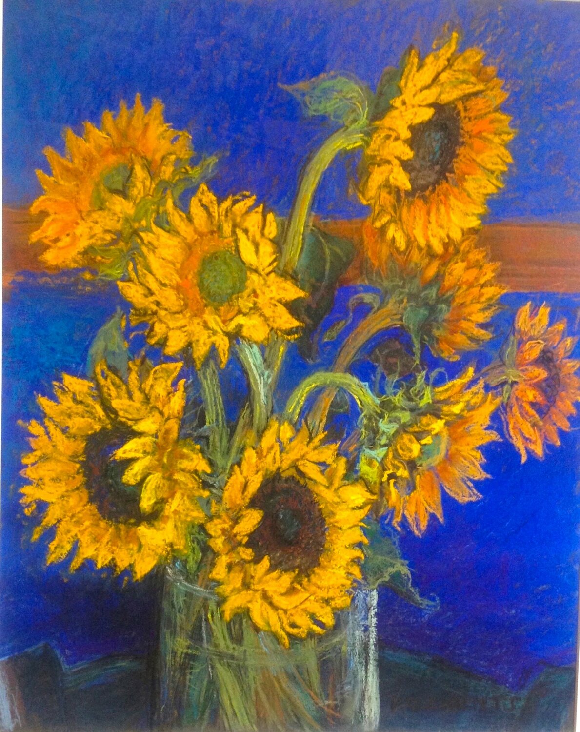 Sunflowers with Cobalt Blue Patricia Clements