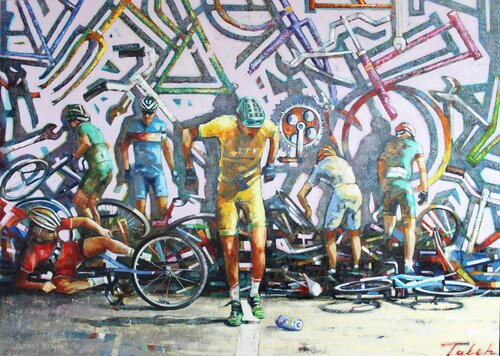 '' Sechs Radfahrer '' von Taleh Mirkazım, Malerei kaufen auf Singulart