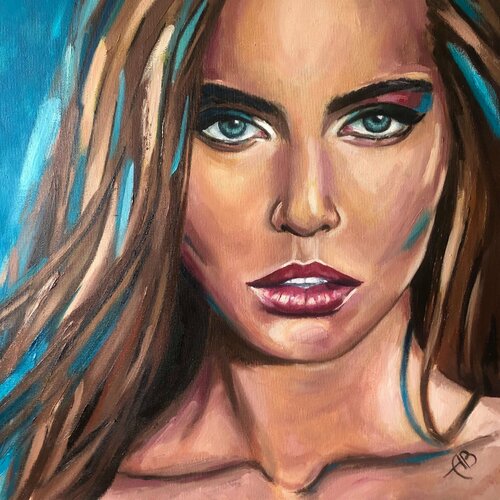Girl with eyes the color of the sea di Anna Briukhovetska, Pittura in vendita su Singulart