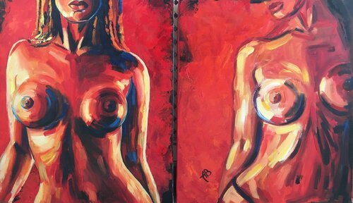 The night is young (diptych) van Anna Briukhovetska, Schilderij te koop op Singulart