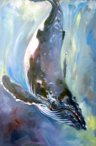 Commitment: Humpback Whale Diving by Kindrie Grove, Painting for Sale on Singulart