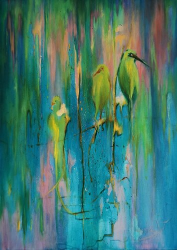 Why are you singing my bird? by Gosia Ornowska, Painting for Sale on Singulart