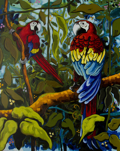 Dos guacamayas di Didier Franco, Pittura in vendita su Singulart