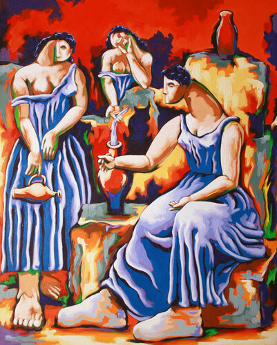 Tres mujeres en la fuente (Pablo Picasso) van Didier Franco, Schilderij te koop op Singulart