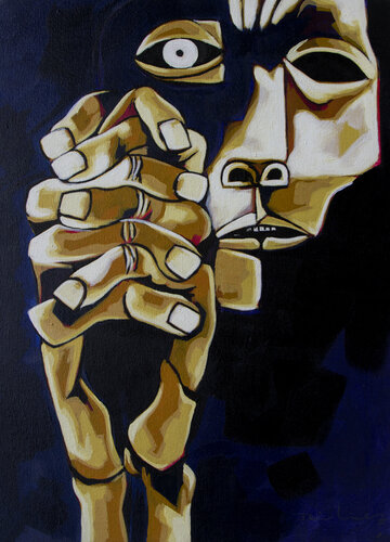 Cabeza con manos XV (Guayasamin) van Didier Franco, Schilderij te koop op Singulart