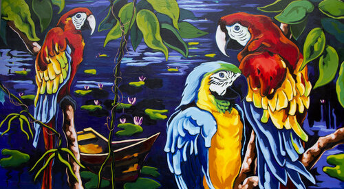 Guacamayas cerca al estanque Didier Franco