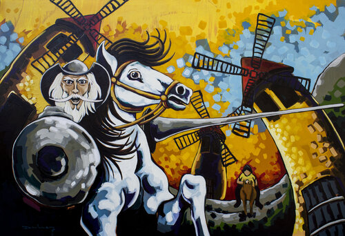 Tras los molinos (don quijote de la mancha) van Didier Franco, Schilderij te koop op Singulart