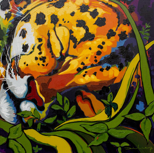 Jaguar durmiendo von Didier Franco, Malerei kaufen auf Singulart