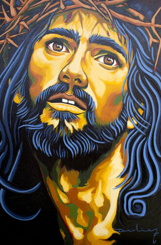 Jesús en amarillo de Didier Franco, Pintura a la venta en Singulart