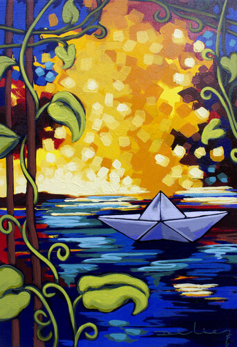 Barquito de papel II van Didier Franco, Schilderij te koop op Singulart