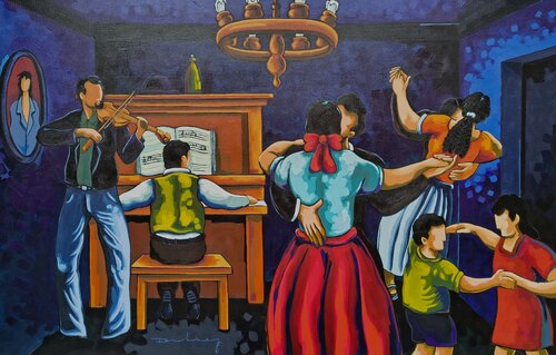 Pachanga hogareña, homenaje a Luis Alberto Acuña von Didier Franco, Malerei kaufen auf Singulart