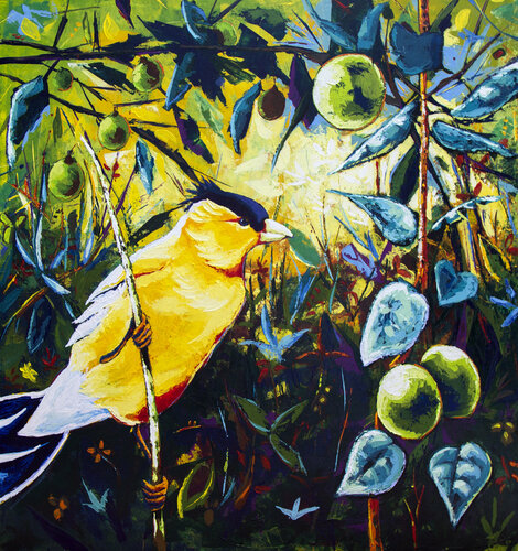 Pájaro amarillo. di Didier Franco, Pittura in vendita su Singulart