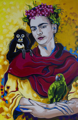 Frida con changuito y perico van Didier Franco, Schilderij te koop op Singulart