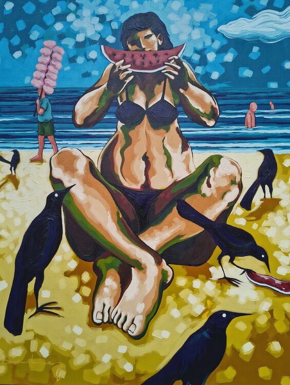 Juegos en la playa (Fragmento).  Serie Homenaje, Enrique Grau Didier Franco