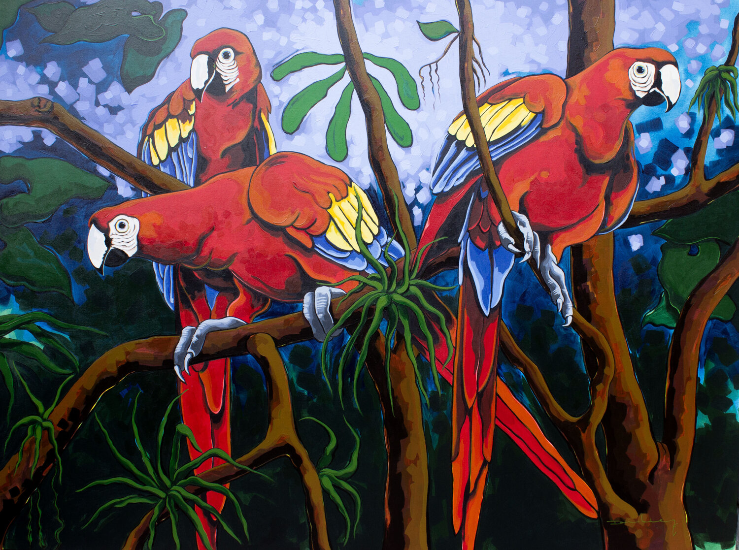 Guacamayas al atardecer. Didier Franco